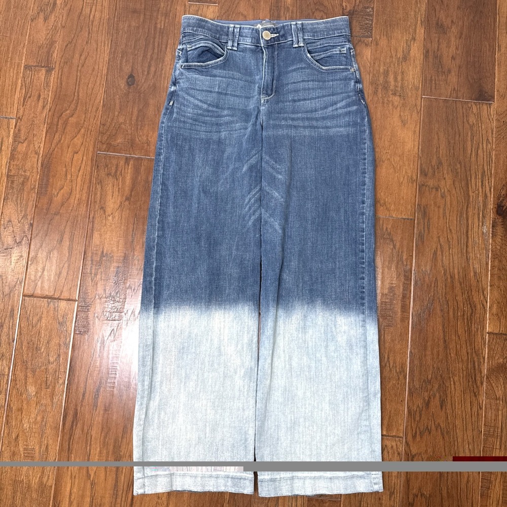 Democracy Wide Leg Ab Technology Jeans 10 Ombre‎ Color Block High Baggy Stretch